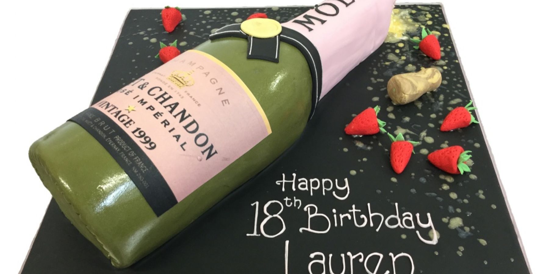 Louis Vuitton Bag with Bottle of Champagne and Roses Birthday Cake