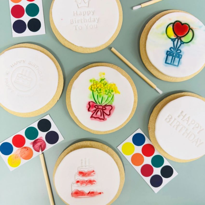 Paint Your Own Party Biscuits (Happy Birthday)