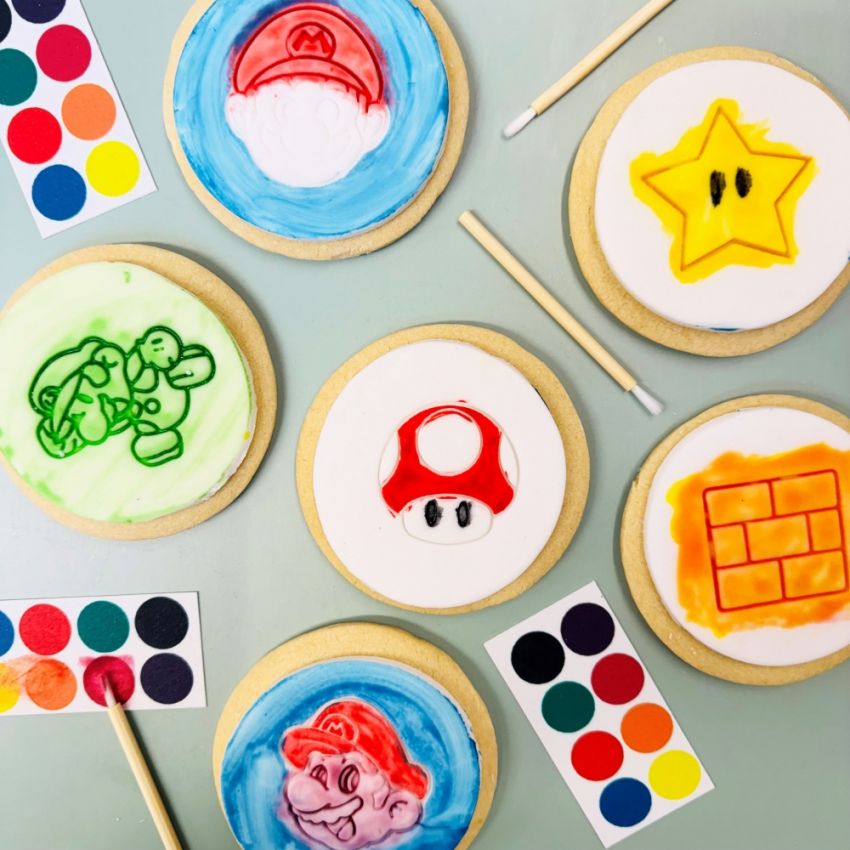Paint Your Own Party Biscuits (Super Mario)