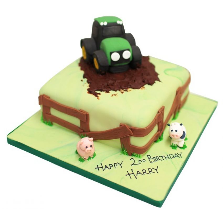 John Deere tractor cake. Buttercream cake with the tractor on top made out  of fondant/Rice... - Vanilla Beans and Buttercream - Custom Cakes Innisfil  / Barrie | Facebook